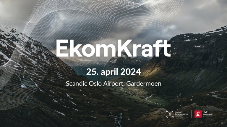 Informasjon om EkomKraft med norsk natur i bakgrunnen og to logoer nede i høyre hjørne